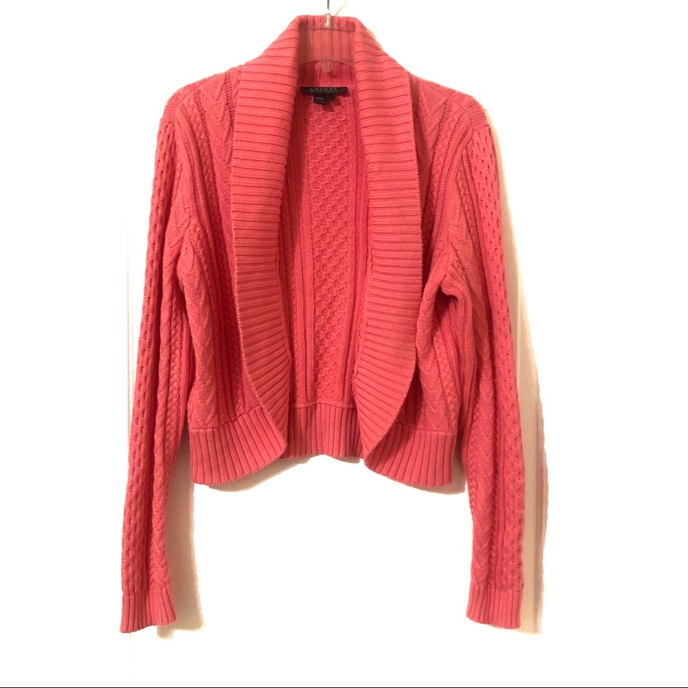 Ralph Lauren Pink Cable Knit Cardigan L